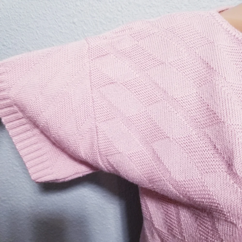 Vintage 80s retro new wave pink sweater top blouse SMALL - Picture 3 of 5